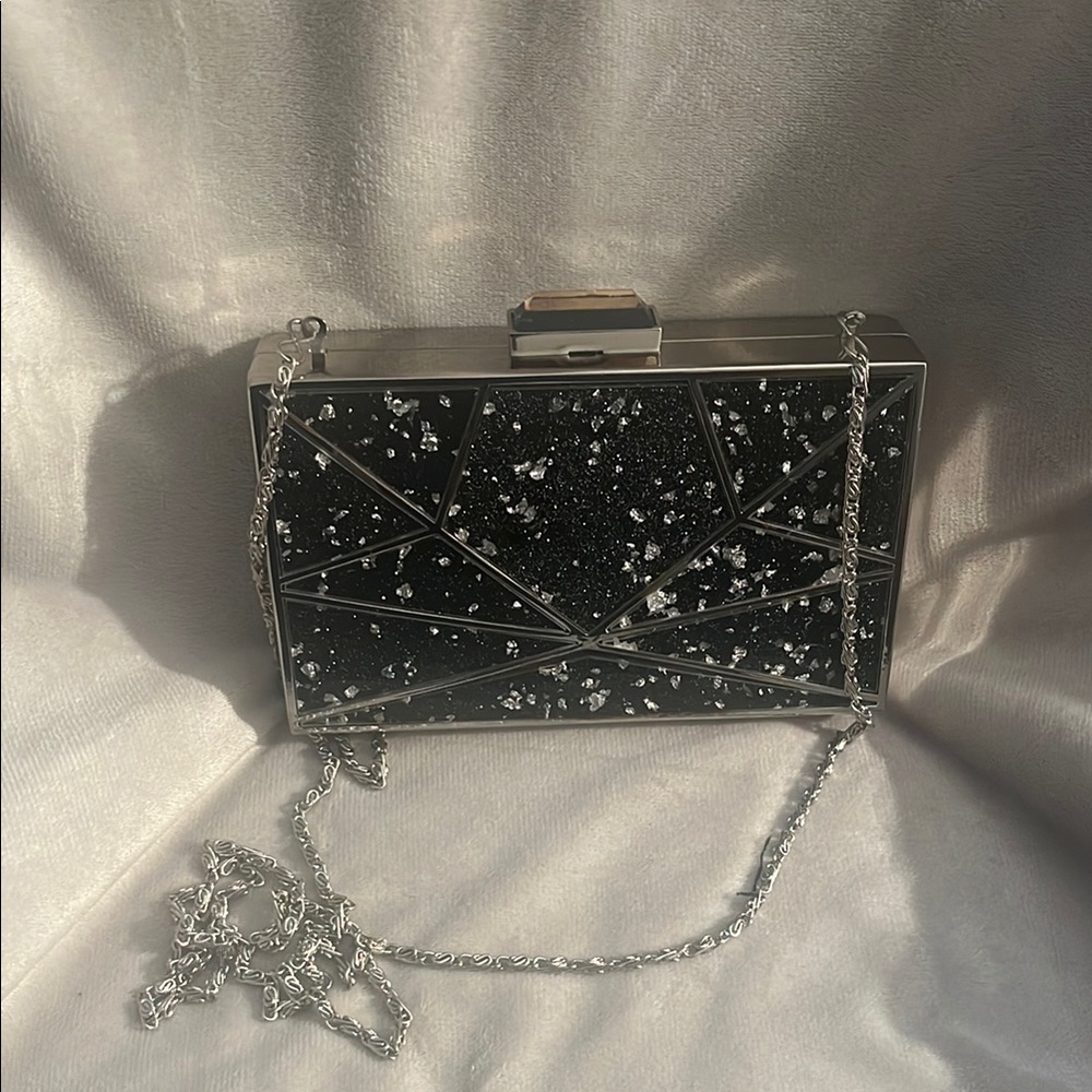 Elegant Black and Silver Clutch Bag